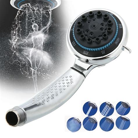 Handheld Chrome Shower Head Universal 5 Modes Function Spray Spout Bathing Shower Sprinkler ...