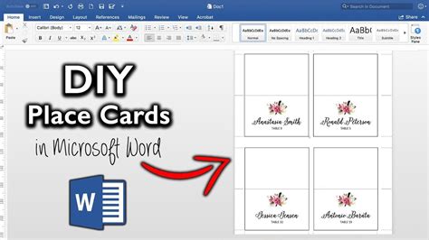 How to make place cards in Microsoft Word | DIY table cards with ...