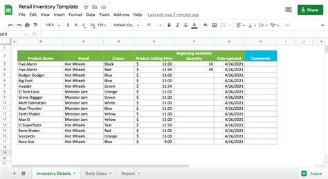 Google Sheets Inventory Management System Template