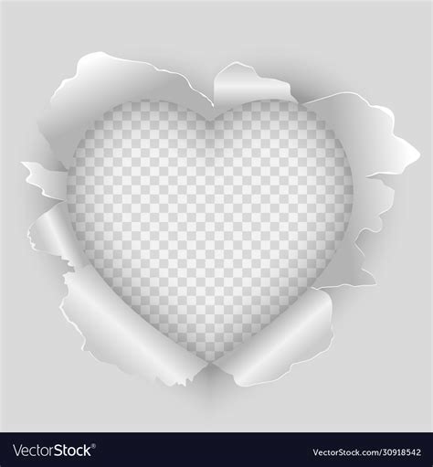 Torn hole and ripped paper in heart shape Vector Image