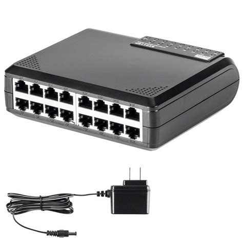 16 Port RJ45 10/100 Mbps Ethernet Network Switch Desktop LAN HUB Power Adapter - Walmart.com ...