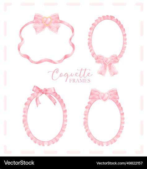 Cute coquette aesthetic pink frame ribbon bow Vector Image