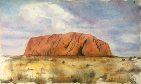 Uluru | Painting, Watercolor canvas, Landscape artwork