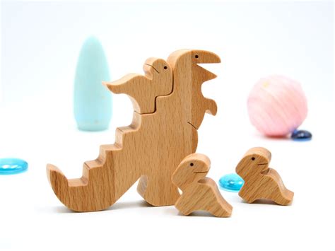 Wooden Dinosaur Puzzle Dino Family Jigsaw Animal Puzzle | Etsy