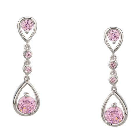 Pink Sapphire Drop Earrings In Sterling Silver | Silver Jewelry | Fine Jewelry and Diamonds ...