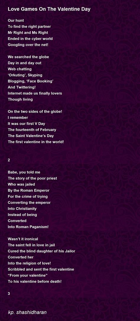 Love Games On The Valentine Day by kp. shashidharan - Love Games On The Valentine Day Poem