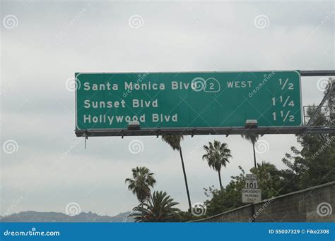 Los Angeles Freeway Sign editorial stock image. Image of california - 55007329