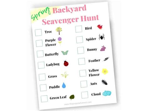 Free Printable Spring Scavenger Hunt For Kids - The Purposeful Nest