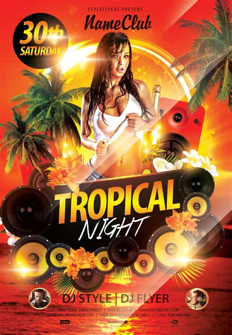 Tropical Night PSD Flyer Template Free Download #7330 | Modelo de panfleto, Modelos gratuitos ...