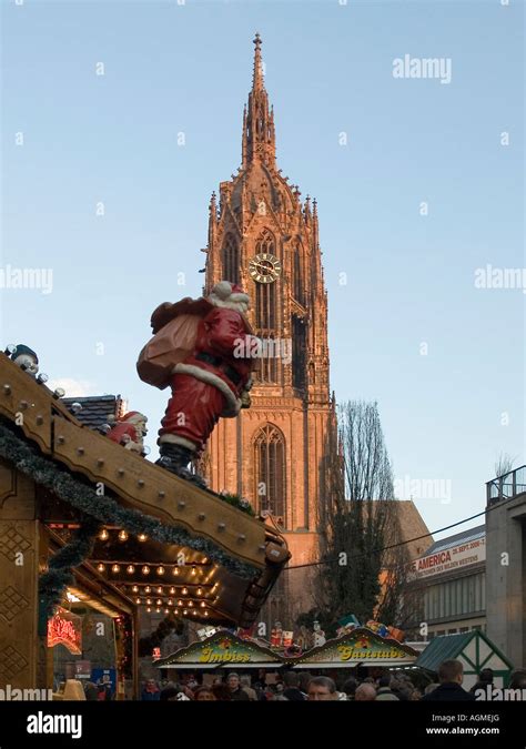 Christmas fair cathedral of Frankfurt am Main in evening sun Hesse Germany Stock Photo - Alamy