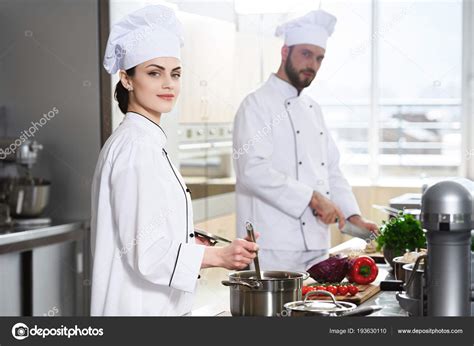 Professional Chefs Working Stove Modern Kitchen — Stock Photo ...