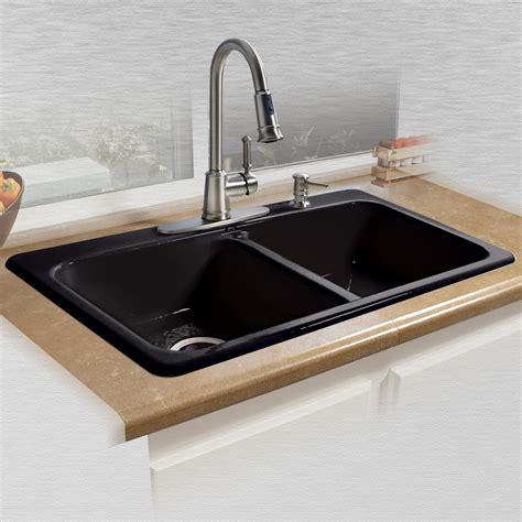 Miseno Mci25-4Tm 33" Double Basin Drop In Cast Iron Kitchen Sink - Walmart.com - Walmart.com