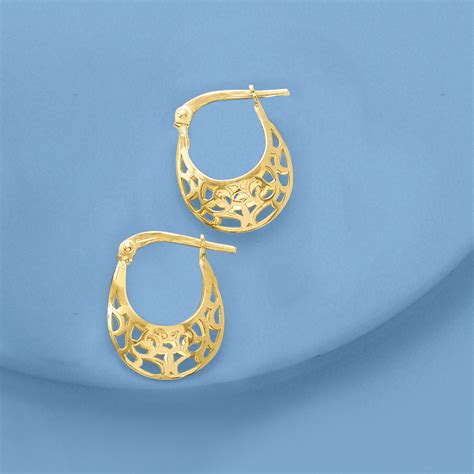 Italian 14kt Yellow Gold Filigree Hoop Earrings | Ross-Simons