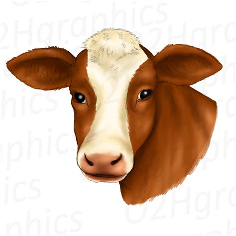 Brown Cow Clipart, Sublimation Design, Watercolor Drawing, Cow Lovers ...