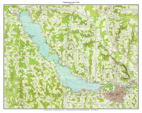 Chautauqua Lake 1954 - Custom USGS Old Topo Map - New York - Lake Erie ...