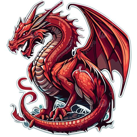 King Coerulean Red Dragon Decal Sticker Vector Clipart, Dragon Clipart ...
