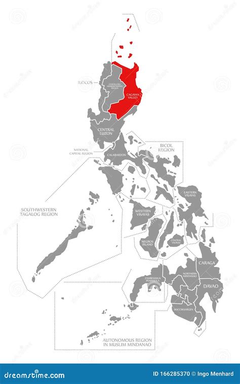 Cagayan Valley Red Highlighted in Map of Philippines Stock Illustration - Illustration of ...