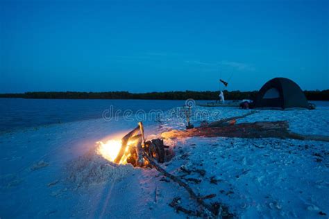 Camping at Night with Fire stock image. Image of camp - 30698613