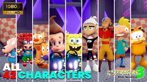 Nickelodeon Kart Racers 3 ALL CHARACTERS (42 CHARACTERS)- (PC 60FPS) - YouTube