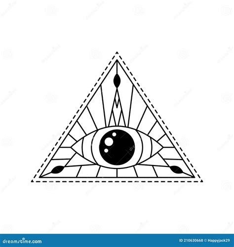 Vector Illustration Line Mystic Eye Tattoo. Providence Sight in ...