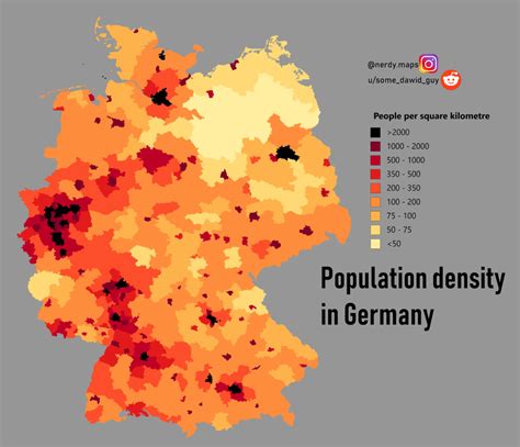 Map : Population density in Germany [OC] - Infographic.tv - Number one infographics & data Data ...