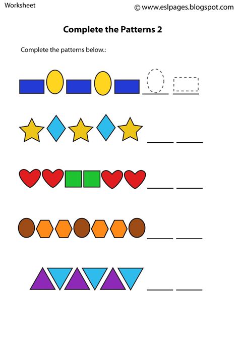 Patterns With Shapes Worksheets