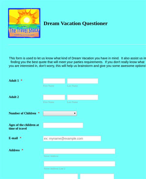 Vacation Questioner Form Template | JotForm
