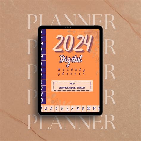 Orange-blue Monthly Digital Planner 2024 Hyperlinked Digital Planner 2024, Budget Tracker ...
