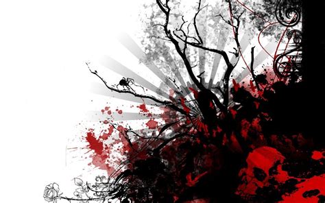 Online crop | red and black abstract digital wallpaper, abstract, digital art, trees, skull HD ...