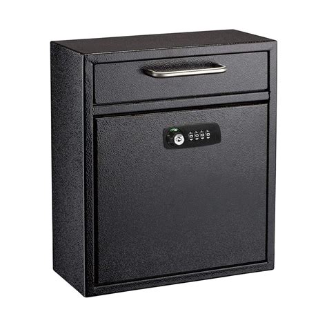 AdirOffice Black Medium Drop Box Wall Mounted Locking Mail Box with Key ...