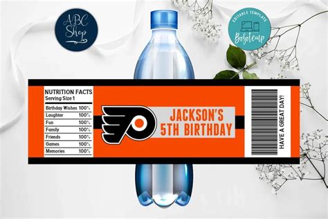 Printable Philadelphia Flyers Water Bottle Labels DIY | Bobotemp