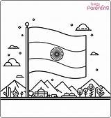 Coloring Picture Of Indian Flag Tricolor Color Cloth Wave sketch template