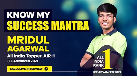 IIT JEE (Advanced) 2021 All India Topper, AIR-1 | Mridul Agarwal ALLEN ...