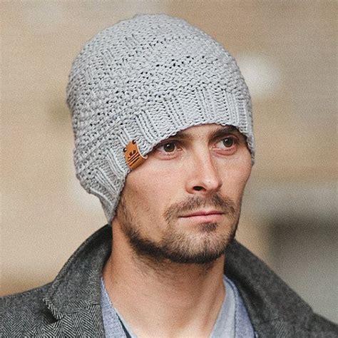 Men's Knit Hat / Grey Hat / Knitted Beanie / Wool Merino Hat | Gray ...