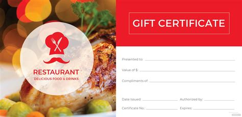 Free Restaurant Gift Certificate Template in Adobe Illustrator, Microsoft Word, Publisher, Apple ...