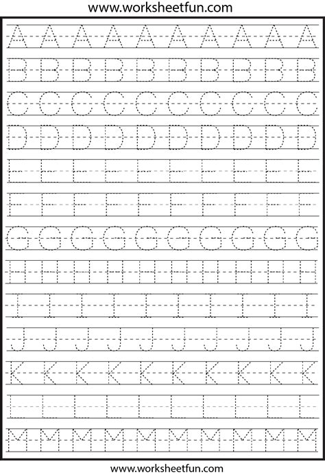 Dotted Alphabet Practice Sheets