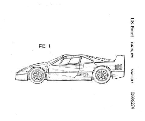 The Original Ferrari F40 Patent Drawings