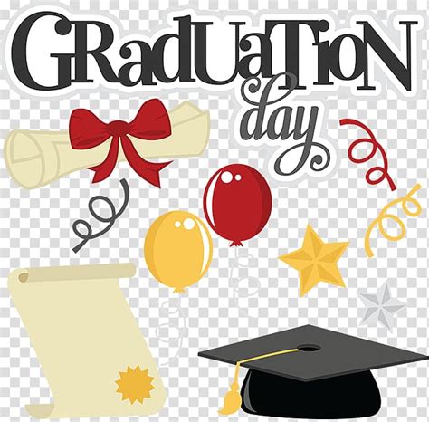 Graduation Day text with balloons, stars, and scrolls, Graduation ceremony Scrapbooking Square ...