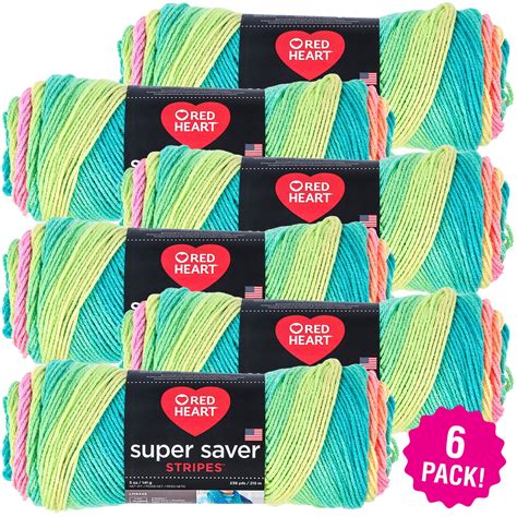 Red Heart Super Saver Yarn - Retro Stripe, Multipack of 6 - Walmart.com