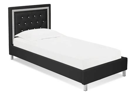 LPD Crystalle 3ft Single Black Faux Leather Bed Frame