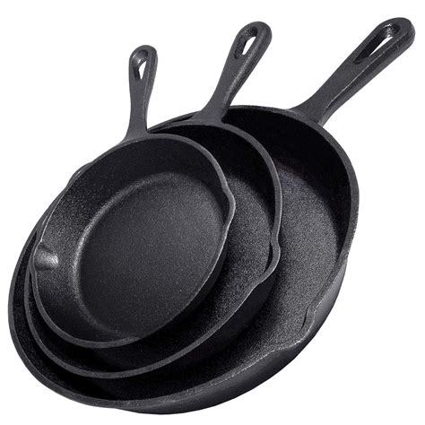 Simple Chef Cast Iron Skillet 3-Piece Set - Best Heavy-Duty ...