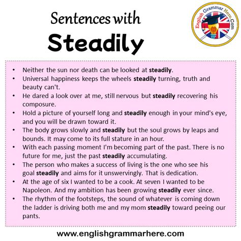 Sentences with Steadily, Steadily in a Sentence in English, Sentences ...