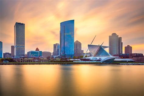 Milwaukee, Wisconsin, USA Downtown City Skyline on Lake Michigan Stock Photo - Image of ...