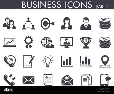 24 different business and office symbol icons Stock Vector Image & Art ...