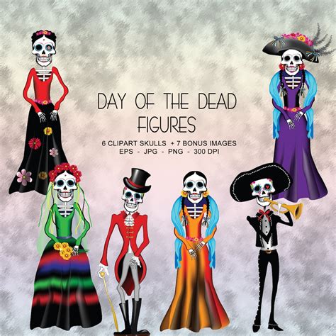 Day of the Dead Figures Clipart Collection - Etsy