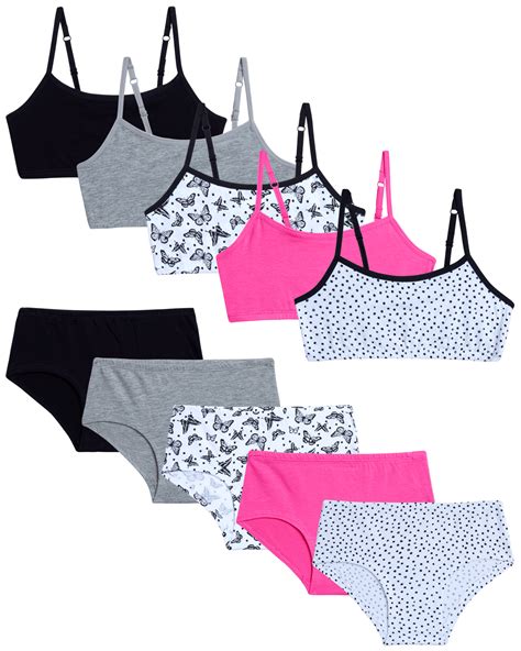 Rene Rofe Girls’ Training Bra Set – 10 Piece Cotton Cami Bralette and ...