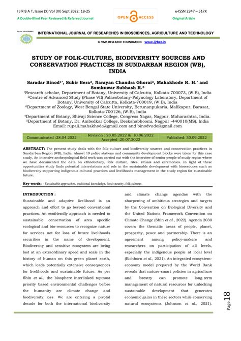 (PDF) STUDY OF FOLK-CULTURE, BIODIVERSITY SOURCES AND CONSERVATION ...