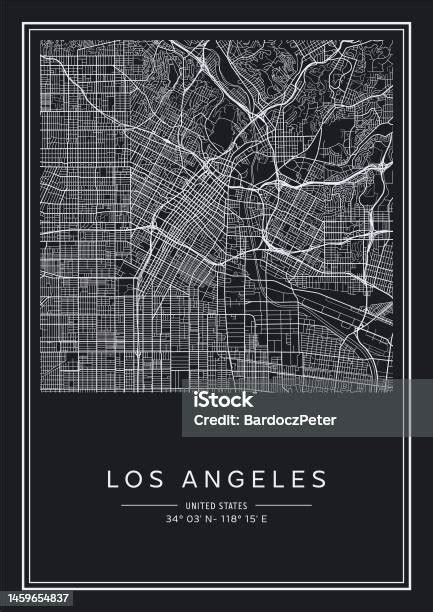 Black And White Printable Los Angeles City Map Poster Design Vector Illistration Stock ...