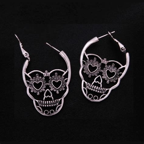 Antique Silver Sugar Skull Earrings | Zapps Clothing