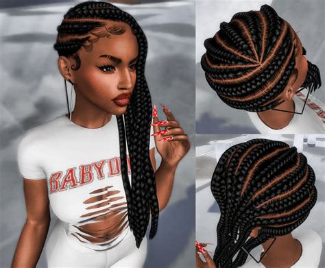 Ebonix | Pink Lemonade Braids | Sims hair, Sims 4 afro hair, Sims 4 ...